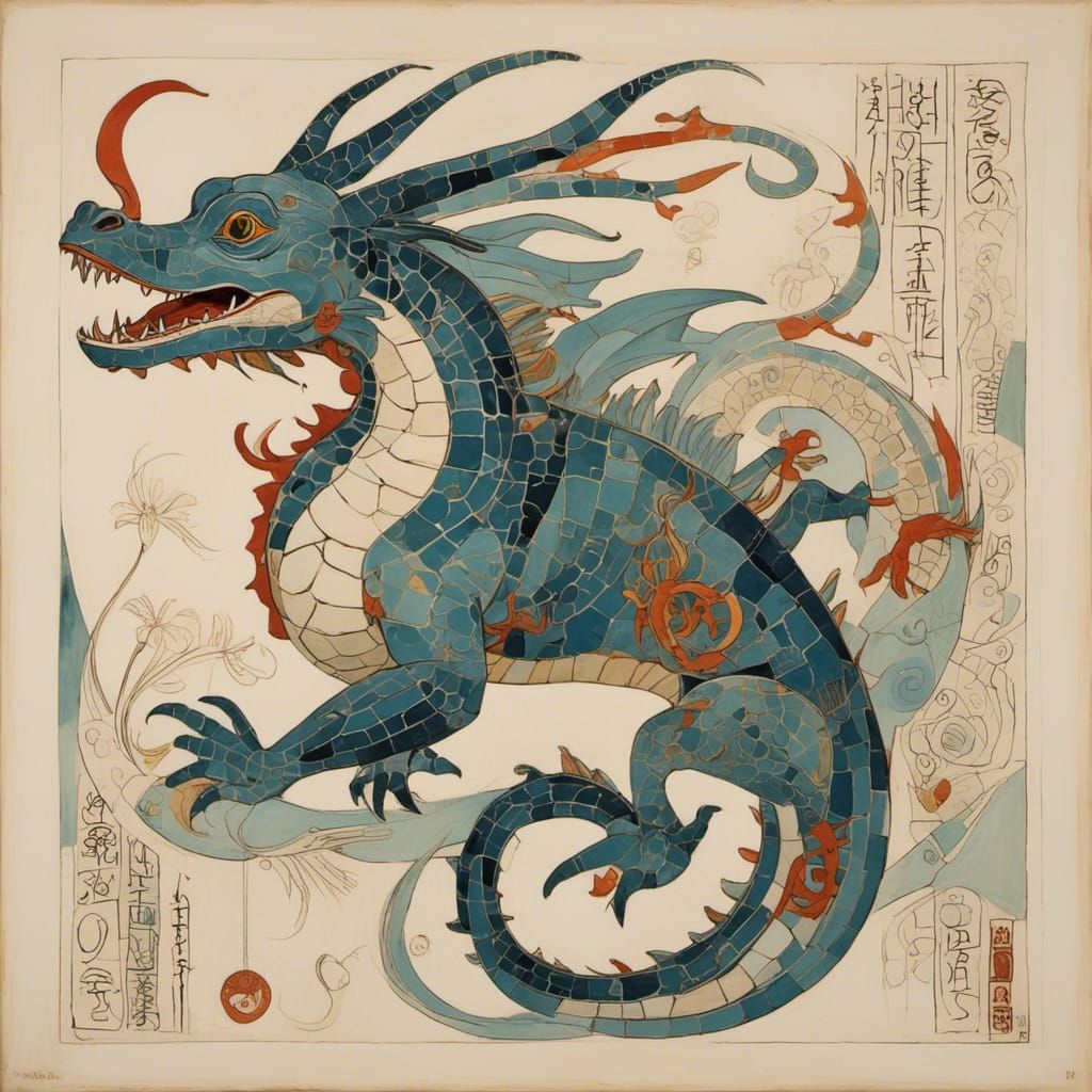 Mystical Chinese Dragon in Digital Art Style