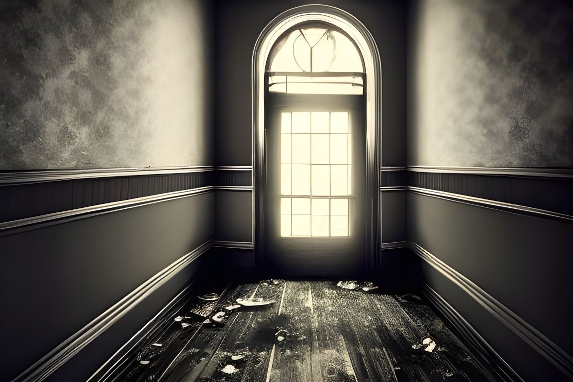 Haunted Hotel Hallway with Flickering Lights