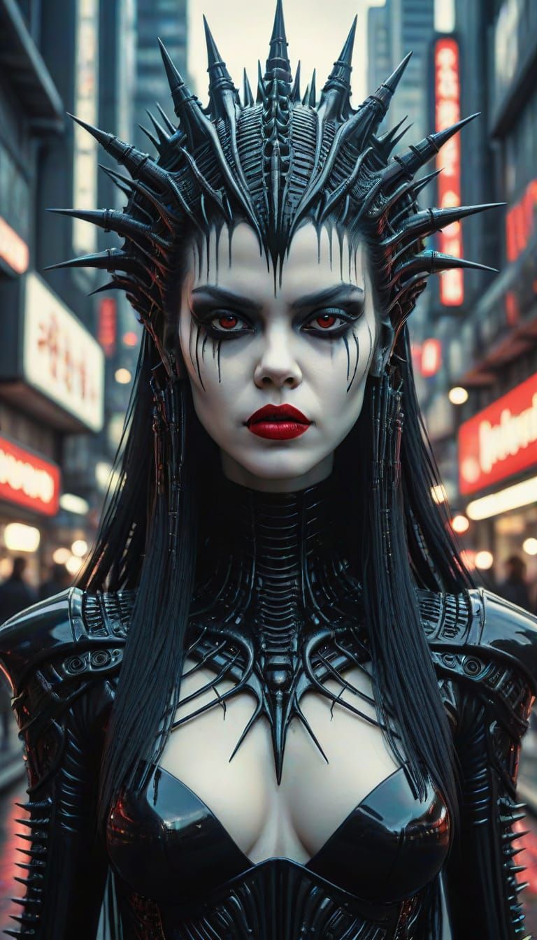 HR Giger Inspired Princess Lea in Vivid Neon Street Style