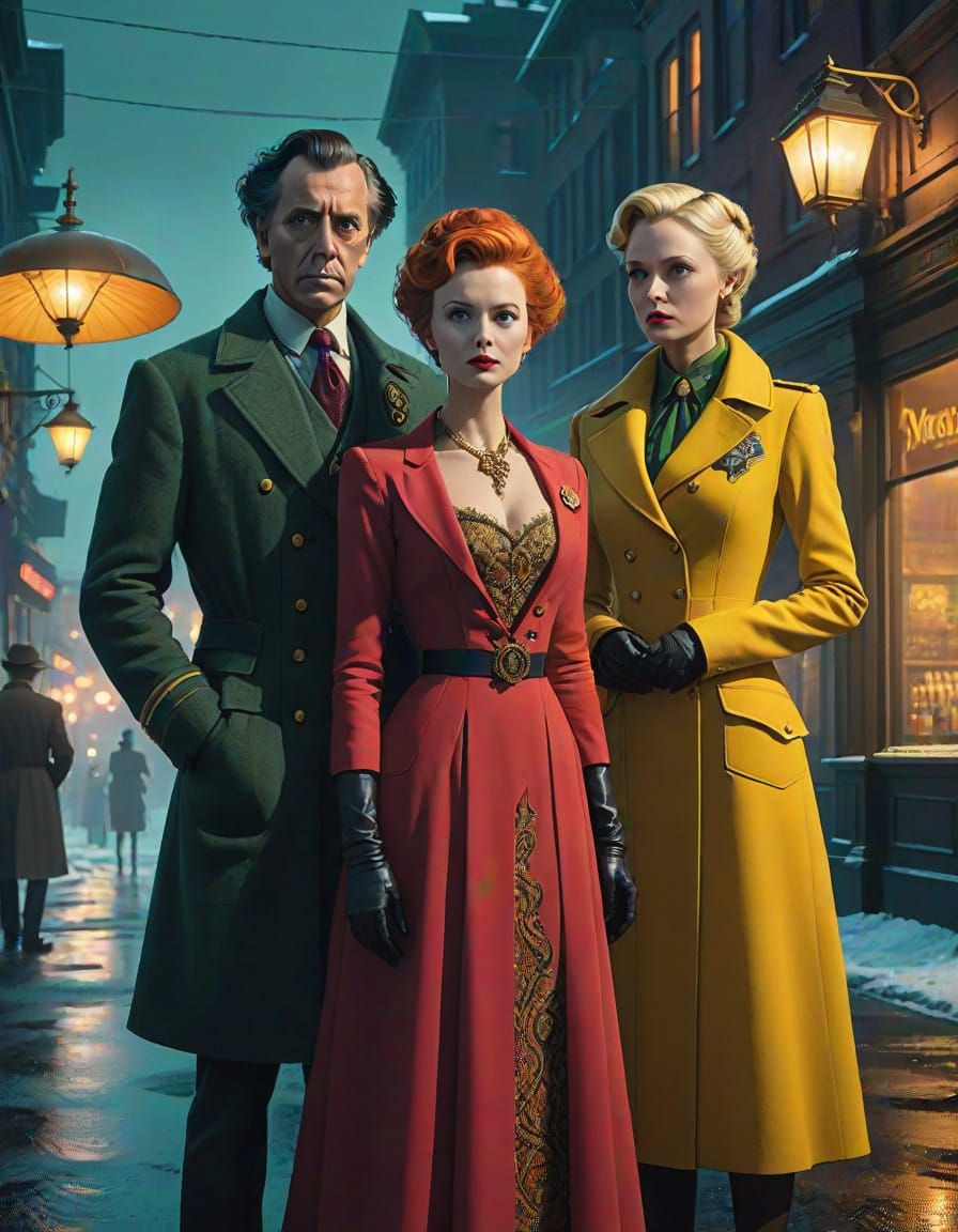 Vintage-Style Clue Characters in Golden Frames