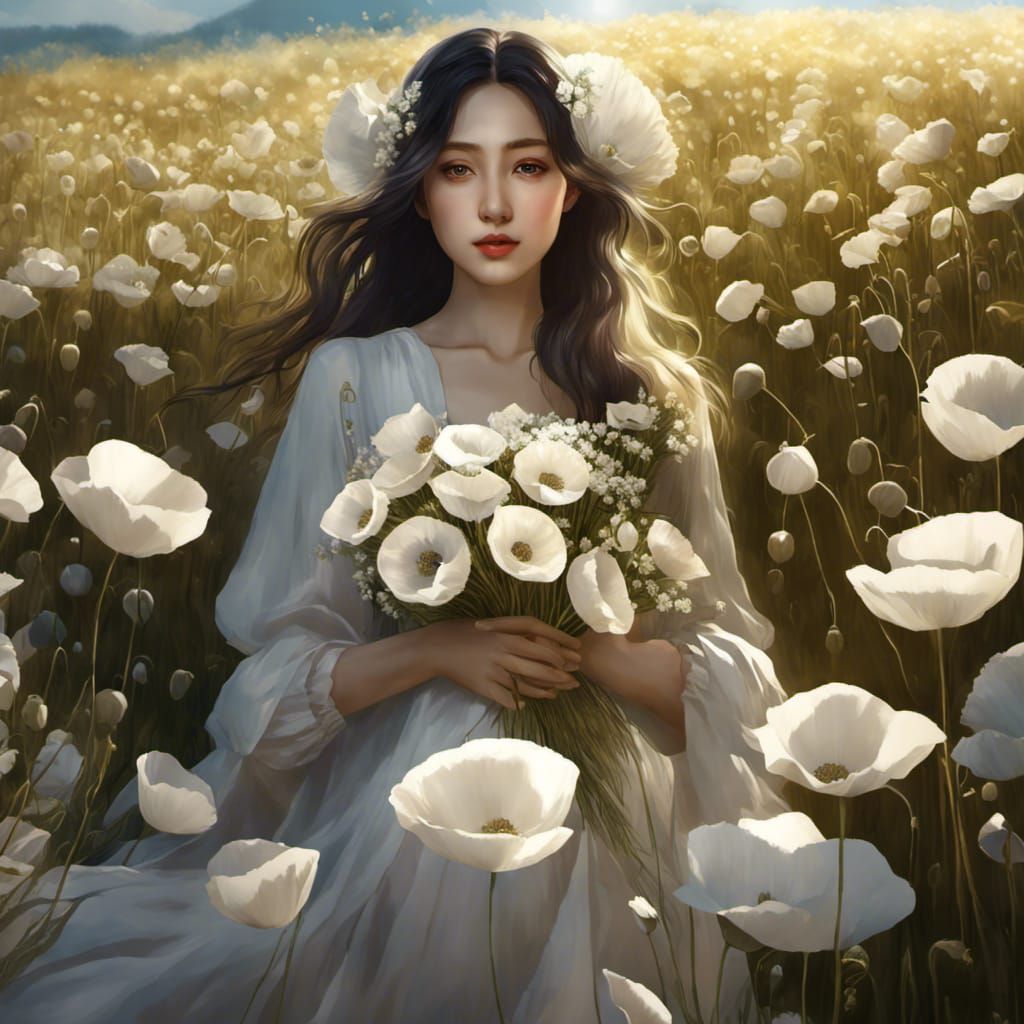 Girl with Poppies: Hyperdetailed Artstation Concept