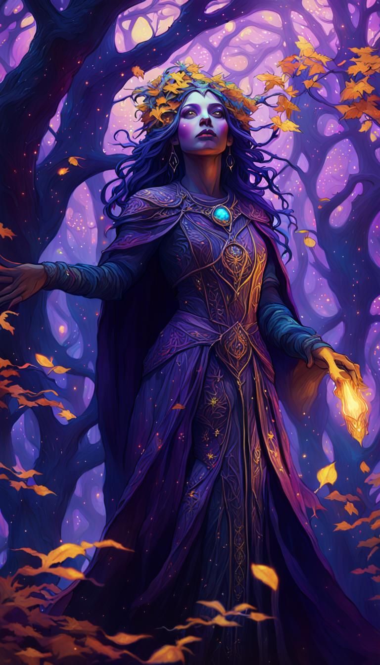 Enchanting Sorceress in Mystical Dark Fantasy Art