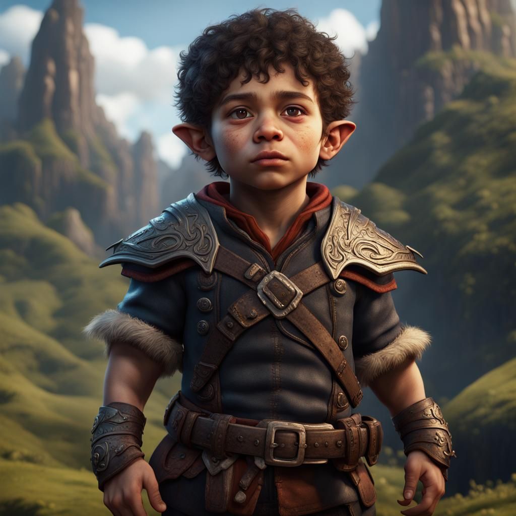 Fantastical Mixed Race Halfling Boy Concept Art