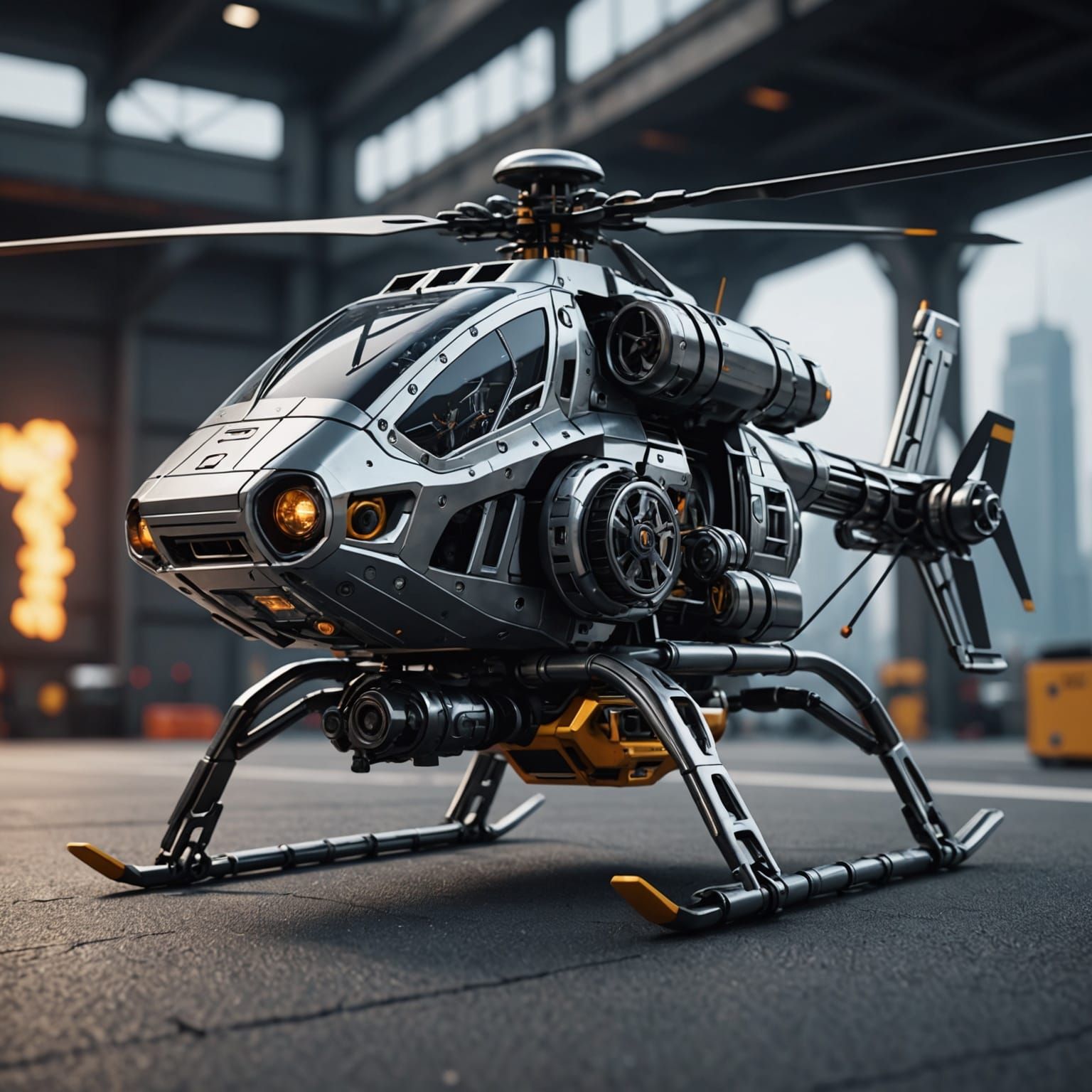 Futuristic RC Helicopter 3D Stunt in Sci-Fi Style