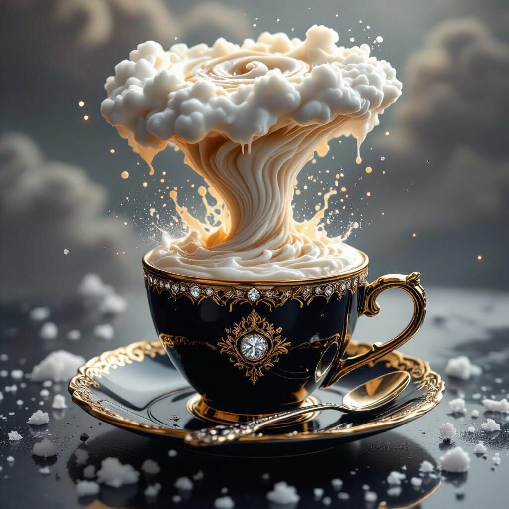 Miniature Hurricane Rises From Coffee Cup