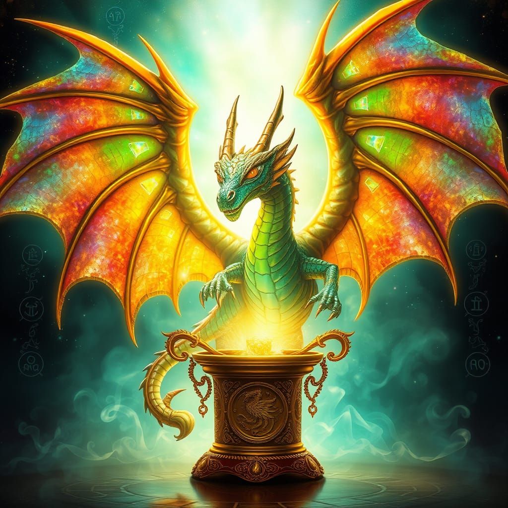 Ethereal Dragon Emerges from Ancient Lamp