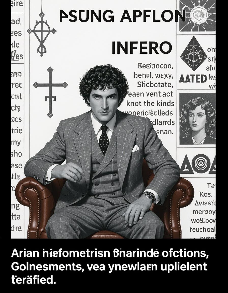 Gothic Cyberpunk Lounge with Man in Grey Suit