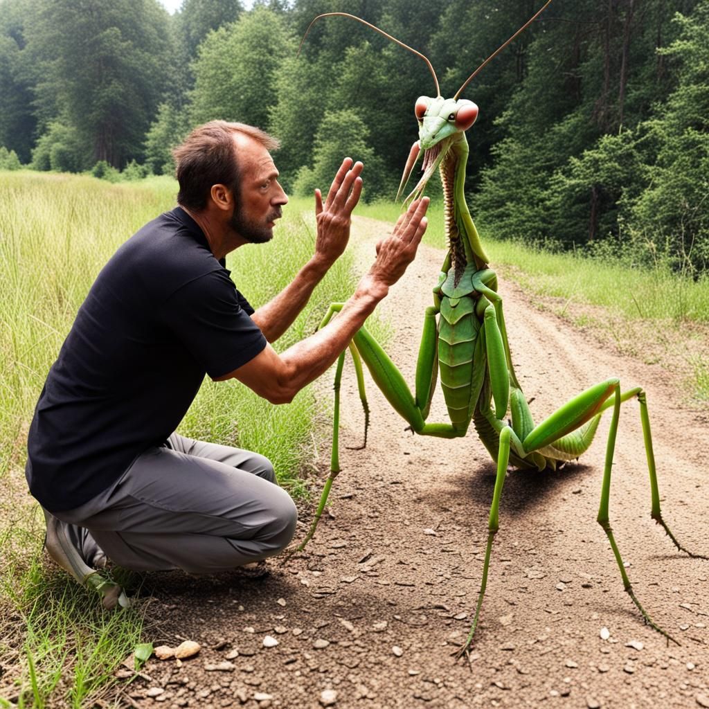 Giant Praying Mantis Horror Encounter