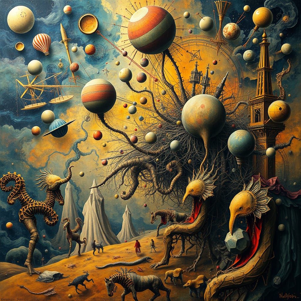 Hypercomplex Abstract Linguistic Landscape in Surreal Style