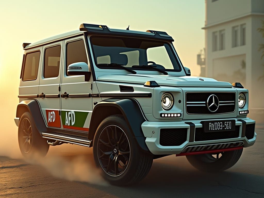Powerful White Mercedes Brabus G-Wagen with AFD Logo and Nig...