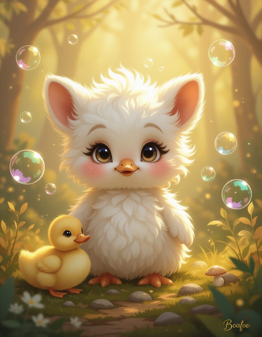 Whimsical Baby Animal in Enchanted Forest