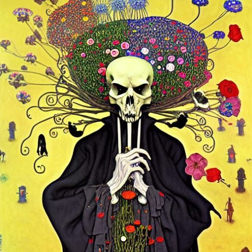 Grim Reaper's Skull Garden: Gothic Expressionism