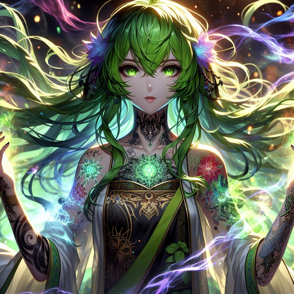 Anime Elementalist with Dark Wisps as Matte Painting