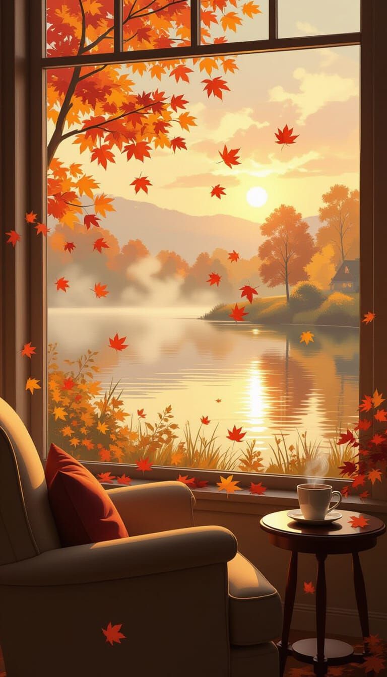 Cozy Autumn Scene in Golden Hour Light