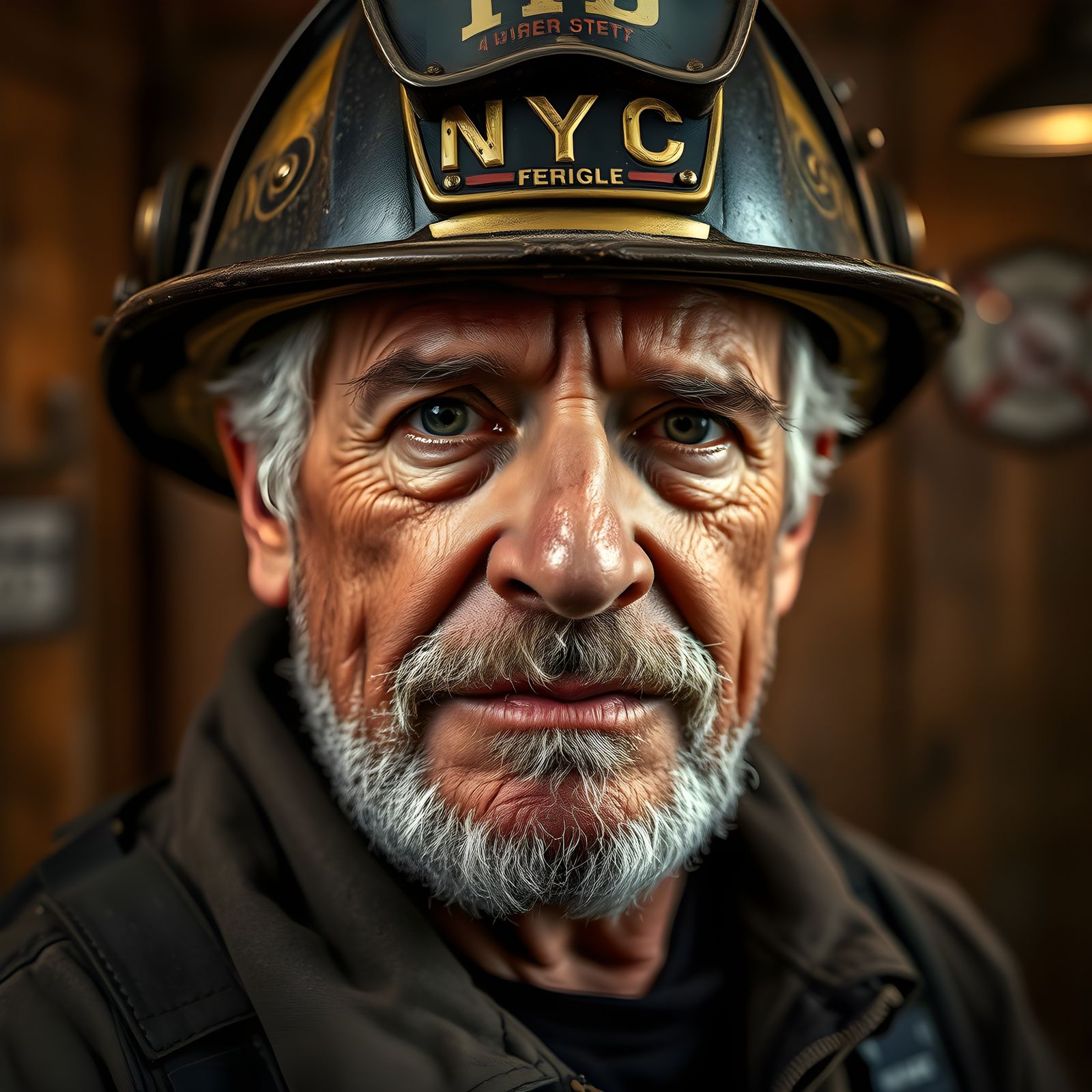 Portrait of an Old NYC Firefighter