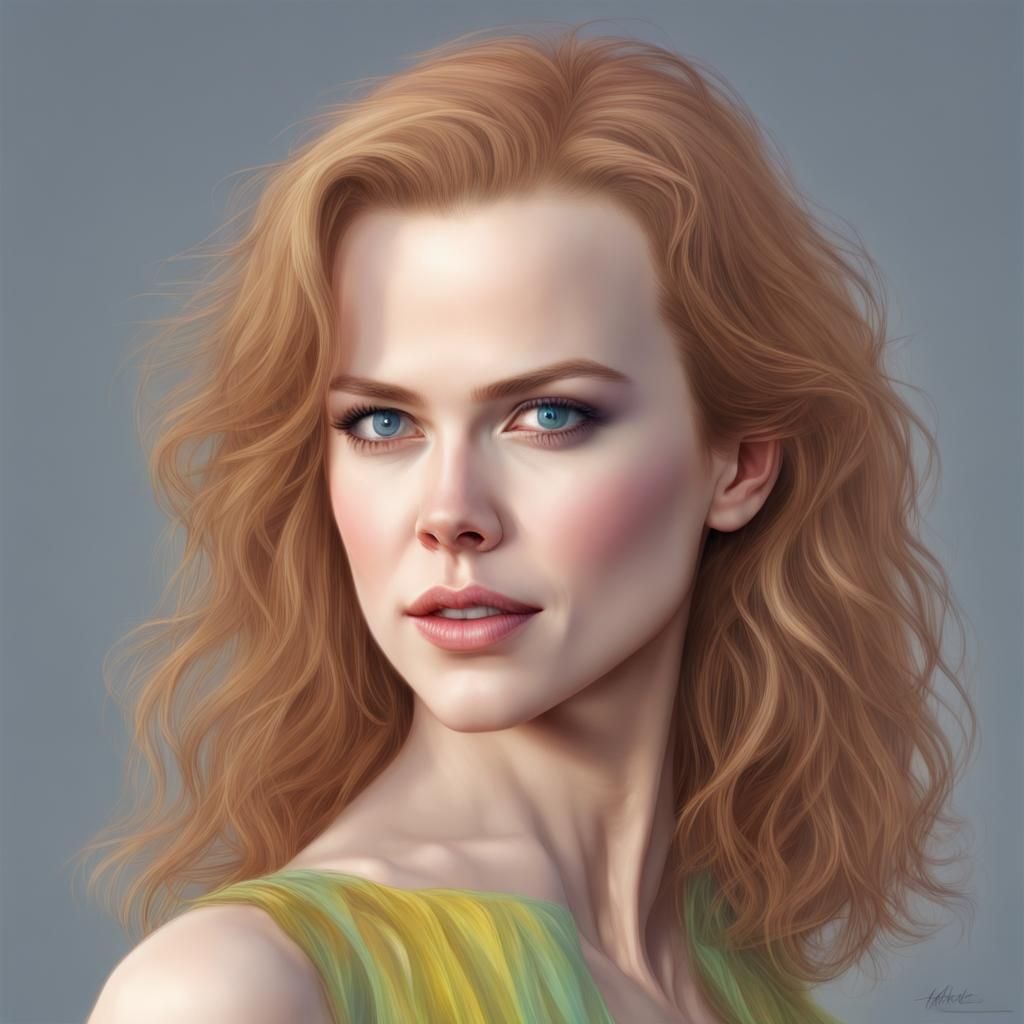 Young Nicole Kidman Portrait with Prismatic Colors