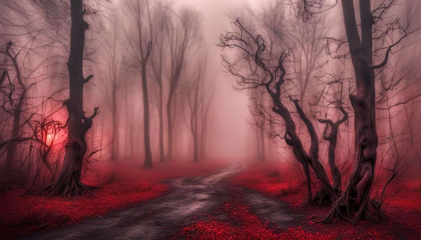 Atmospheric Red Fog in Hyperrealistic Detail
