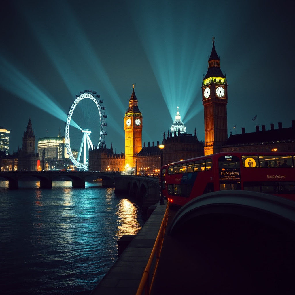 London at Night: Big Ben and the London Eye