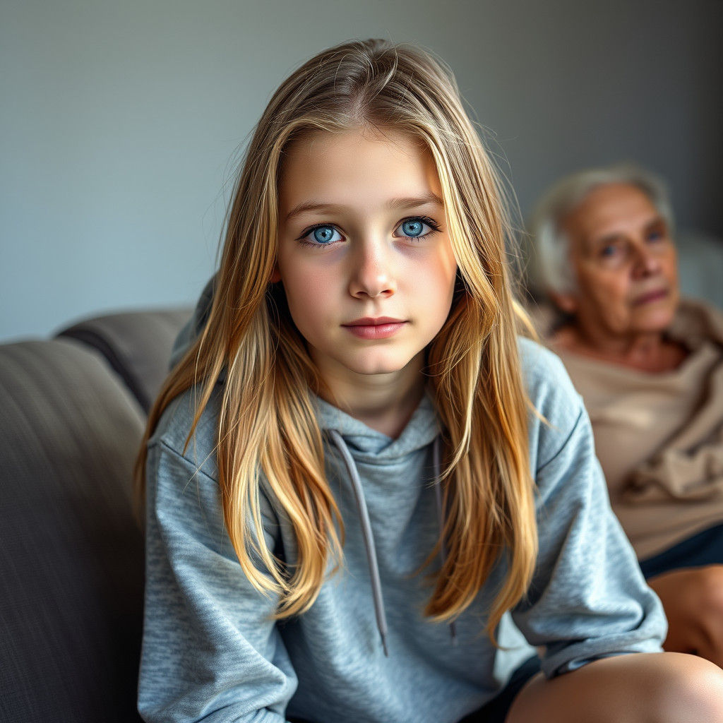 Teenage Girl Portrait with Blonde Highlights, Professional P...