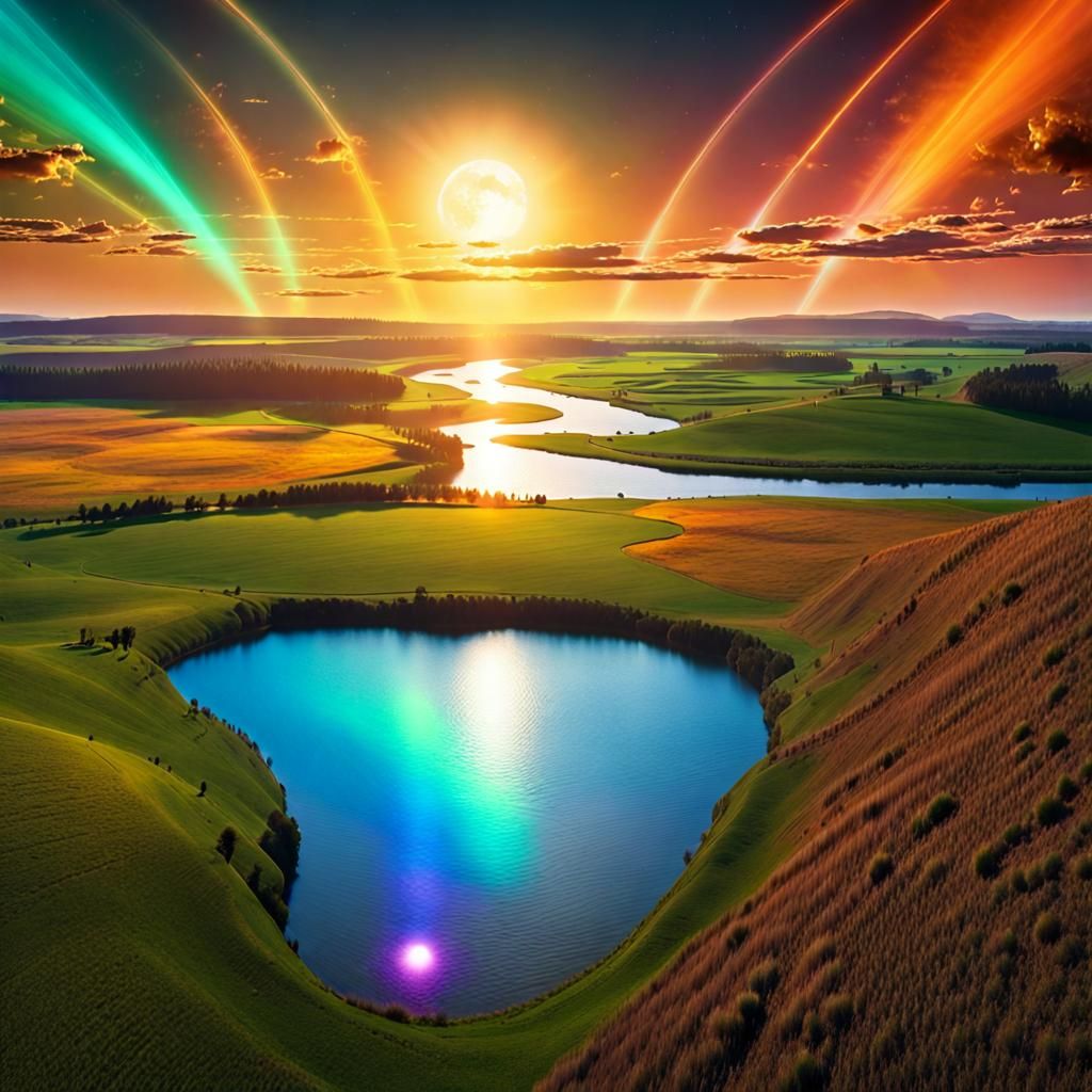 Three Suns Over Vast Grassland