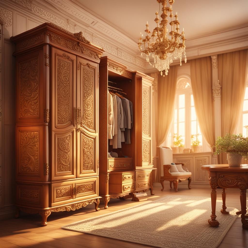 Luxurious Gzhel Style Family Dressing Room Interior