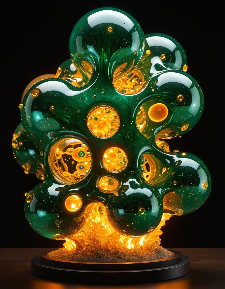 Molten Glass AI Sparks: Alchemical Dataflow Sculpture