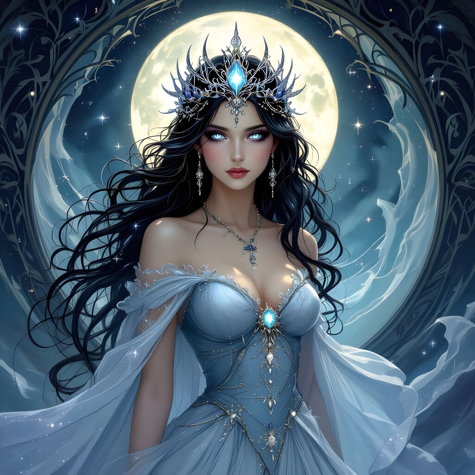 Dream Sorceress in Gothic Art Nouveau Style