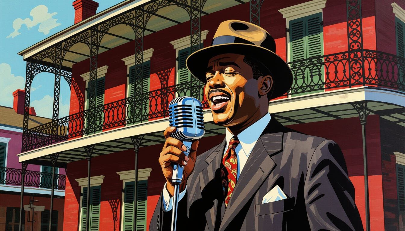 Blues Singer in New Orleans, Expressive Art Style