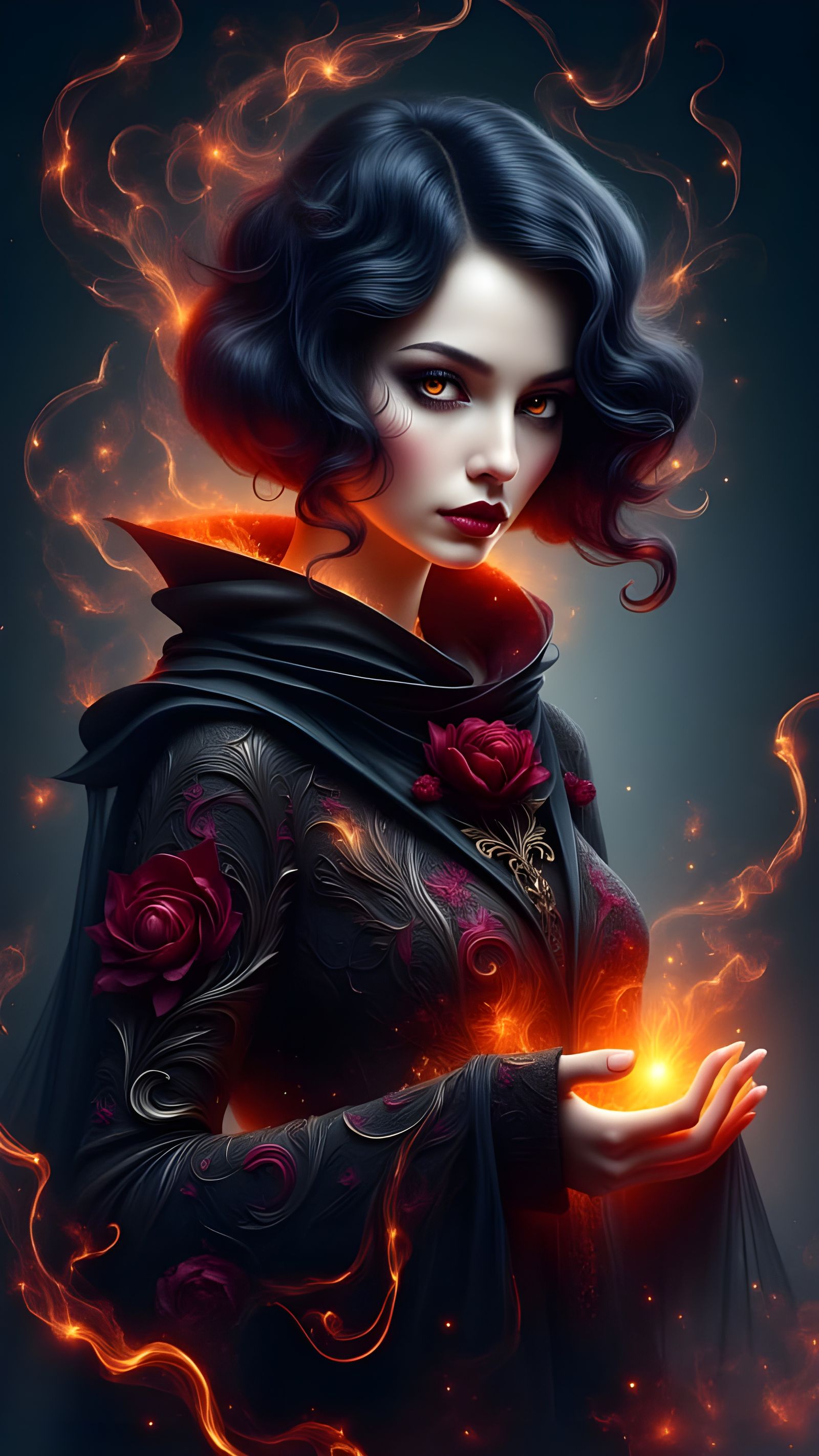 Gothic Vampire Goddess Erupts in Fiery Wrath