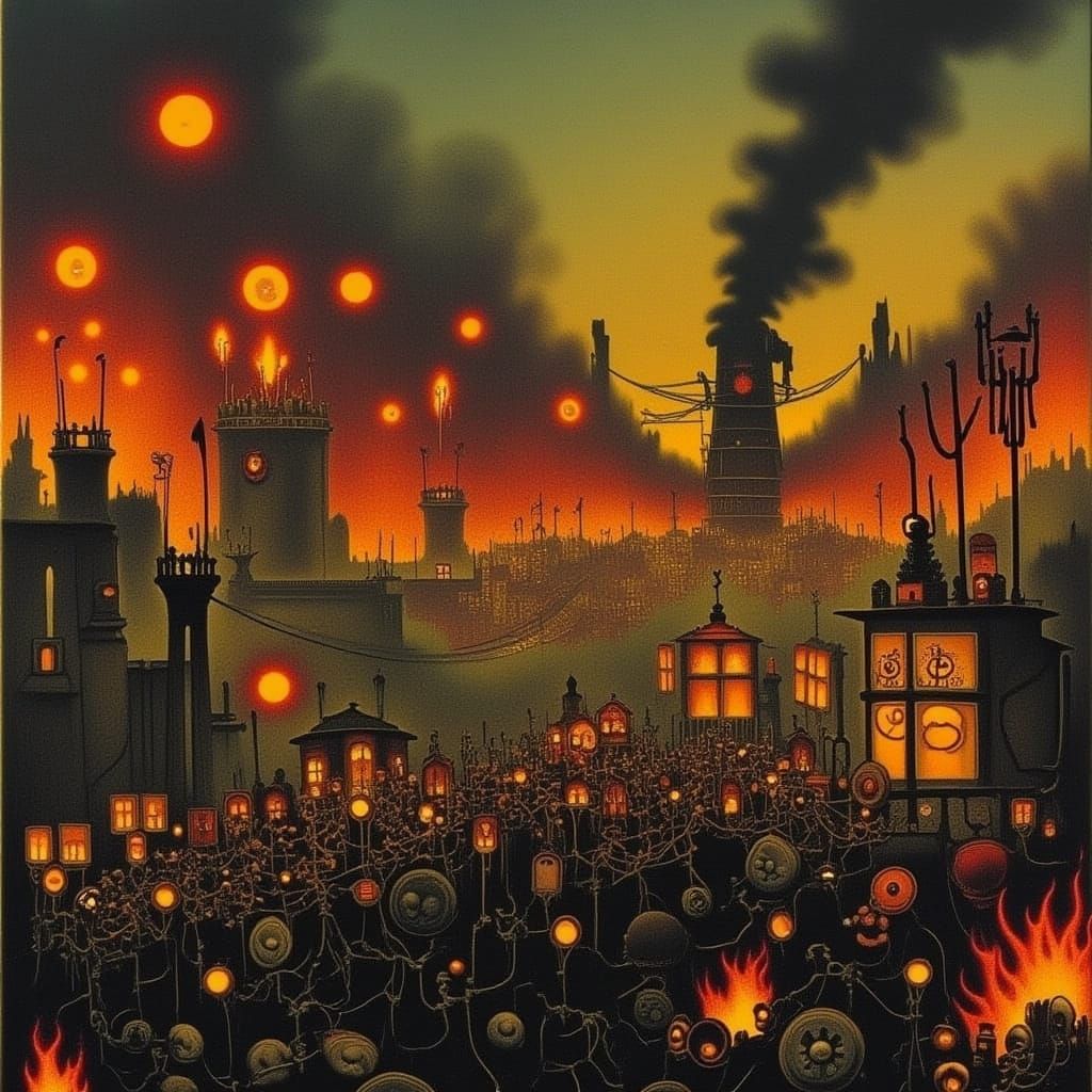 Gritty Post-Apocalyptic Parade Scene in a Dark, Cinematic St...