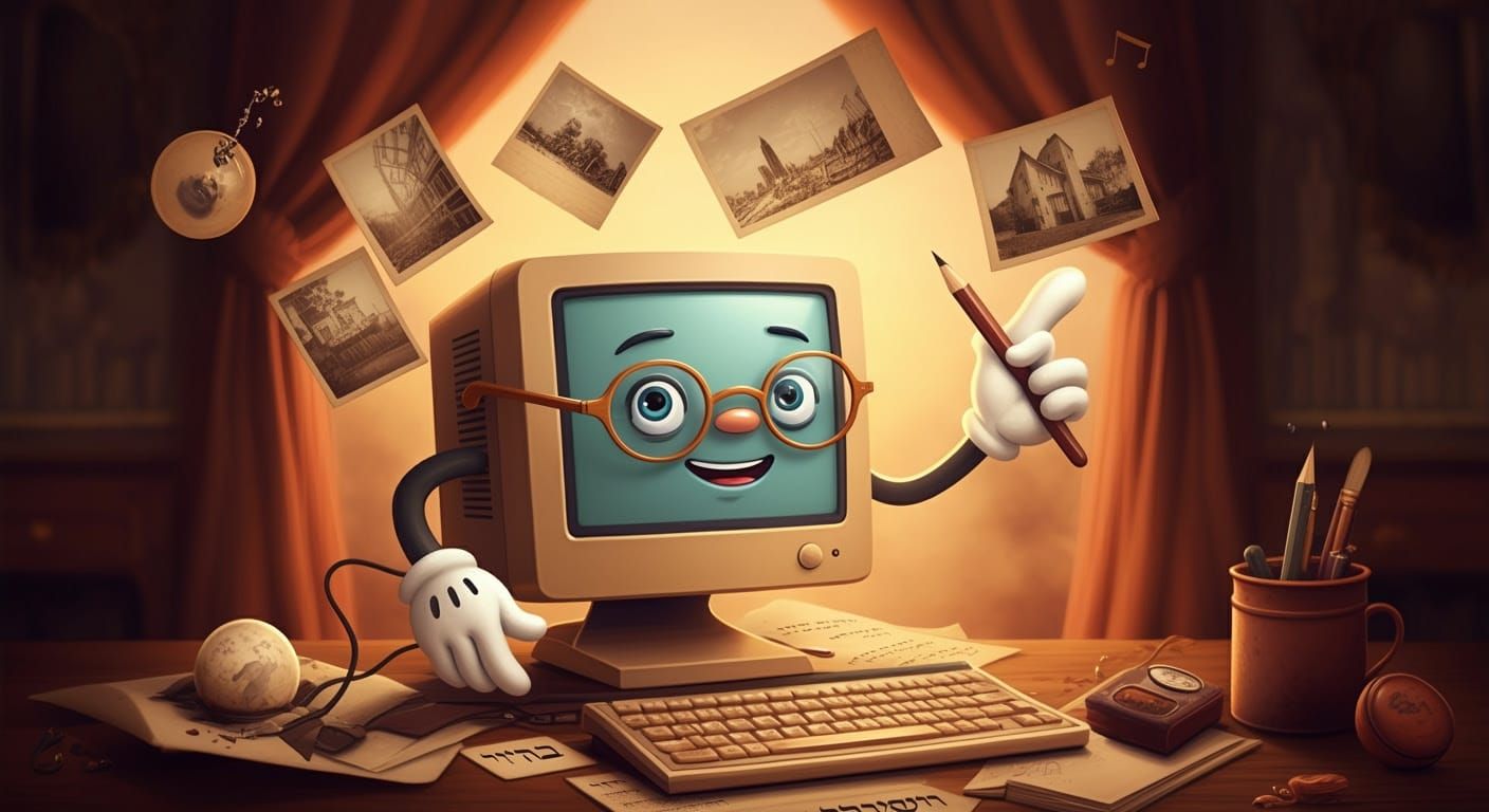 Cartoon Computer Creating Content in Digital Illustration