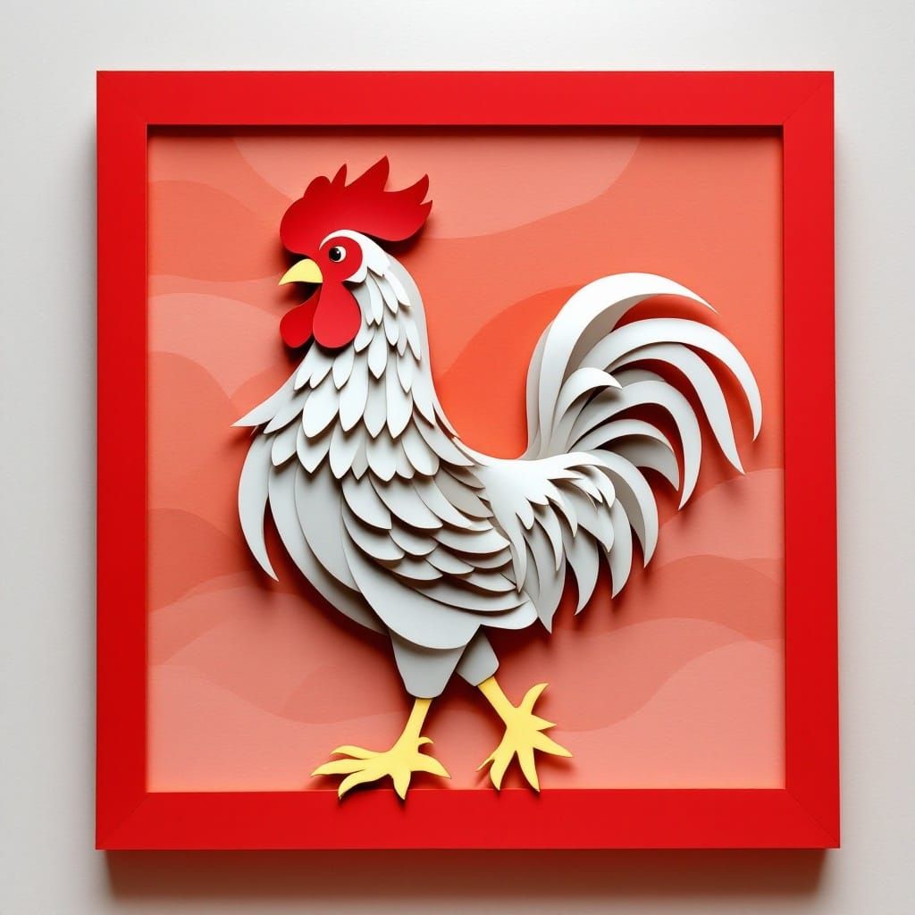 Paper Cut Rooster Longs to Fly