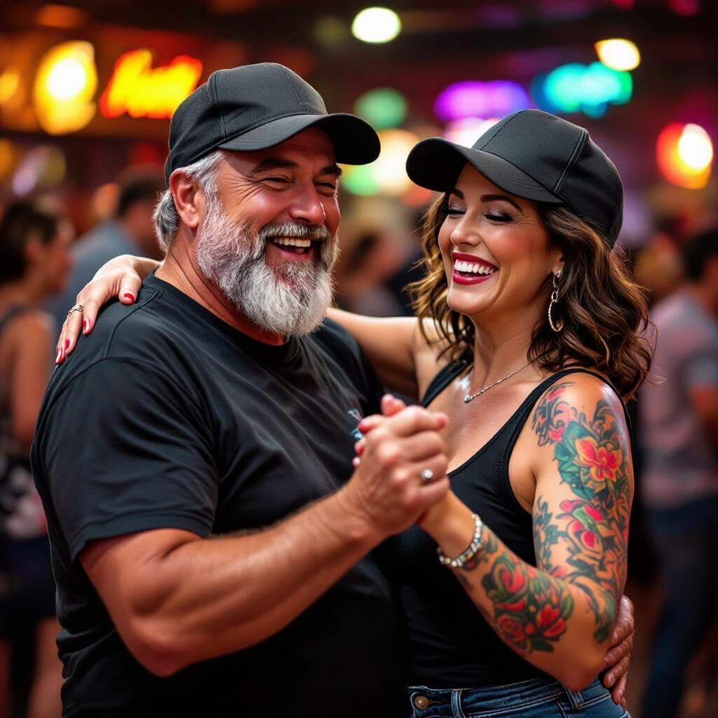 Happy Couple Swing Dancing in Hyperrealistic Photo
