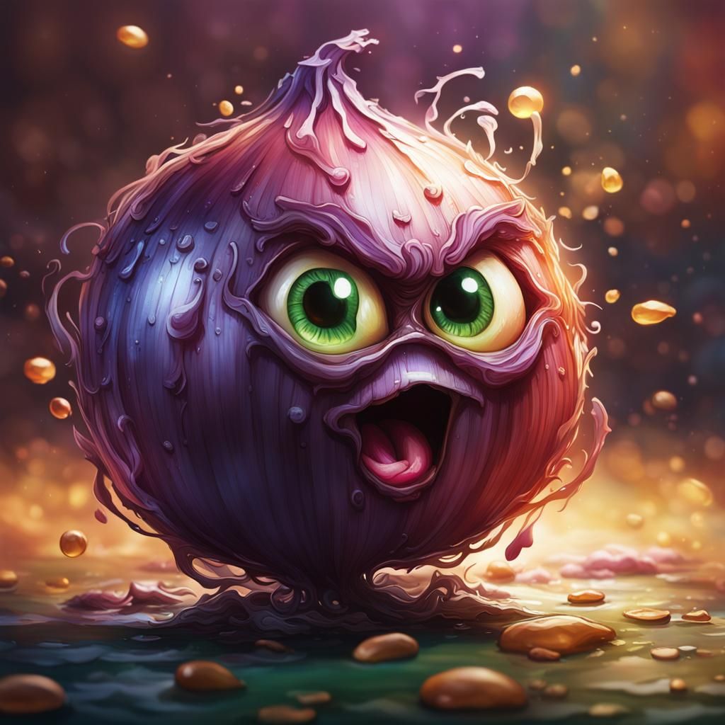 Hyperrealistic Chibi Onion Splash Art