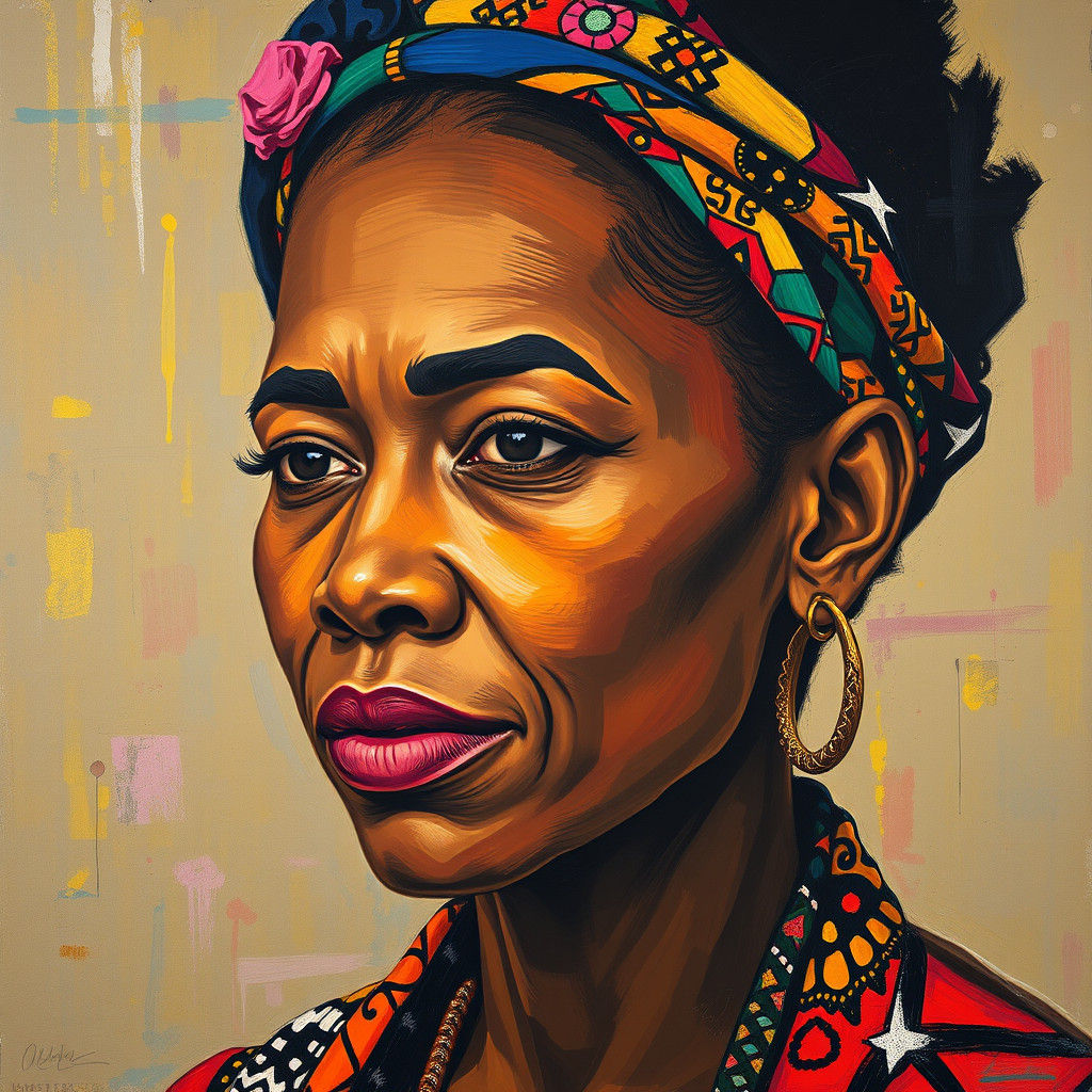 Vibrant Portrait with African Patterns