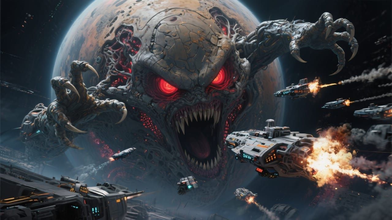 Menacing Planet Swats Spaceships in Sci-Fi Style