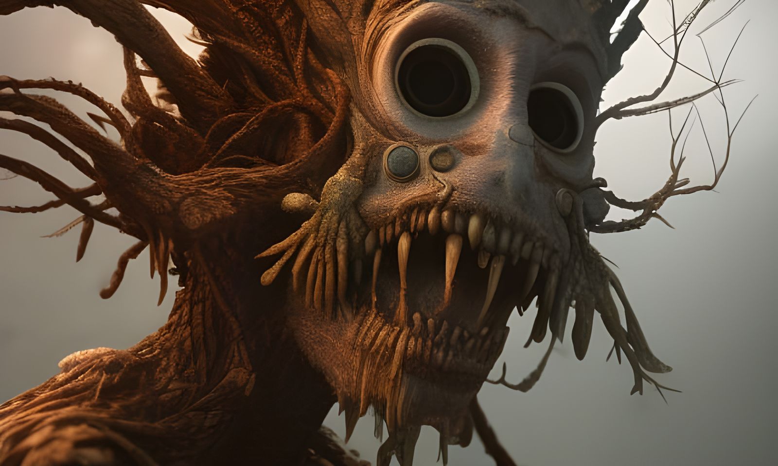 Intricate Branchpunk Monster Portrait by Tim Burton