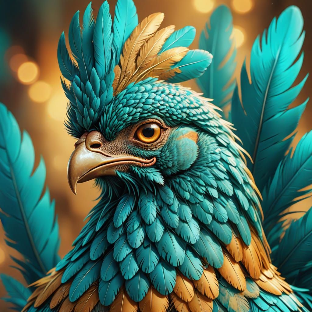 Turquoise Chicken Concept Art: Digital Painting