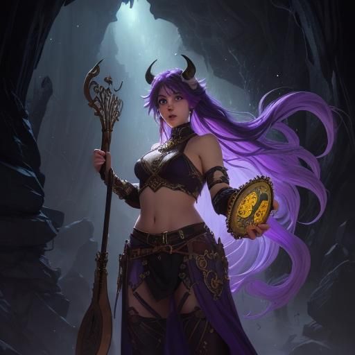 Female Satyr with Lyre: Dark Fantasy Art