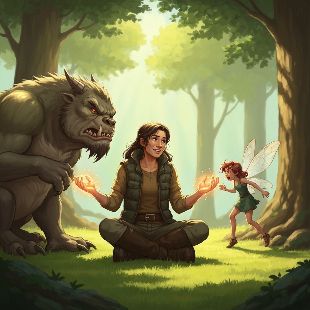 Fantasy Concept Art: Forest Mediation Between Beast and Fair...