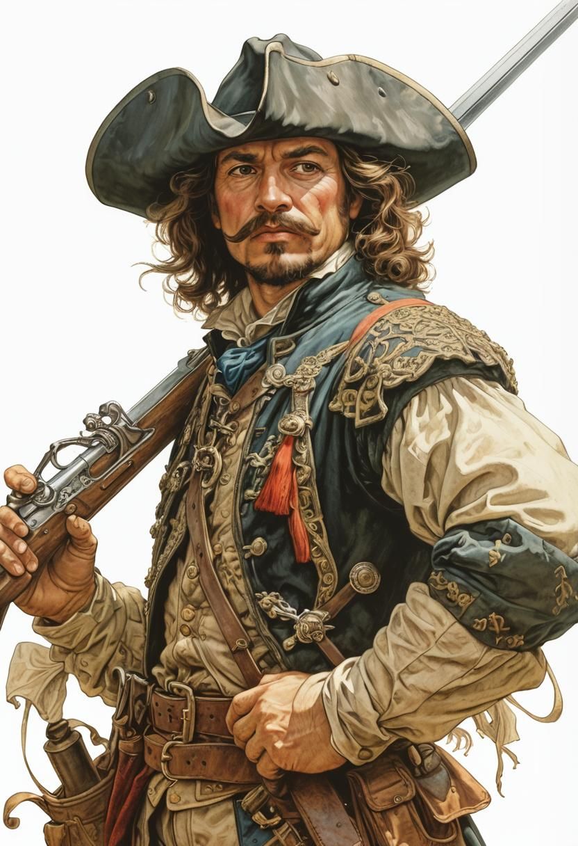 French Musketeer Illustration in Boris Vallejo Style