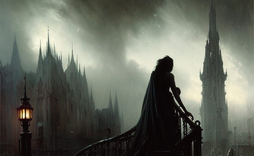 Gothic Horror Scene in Style of Gustave Doré