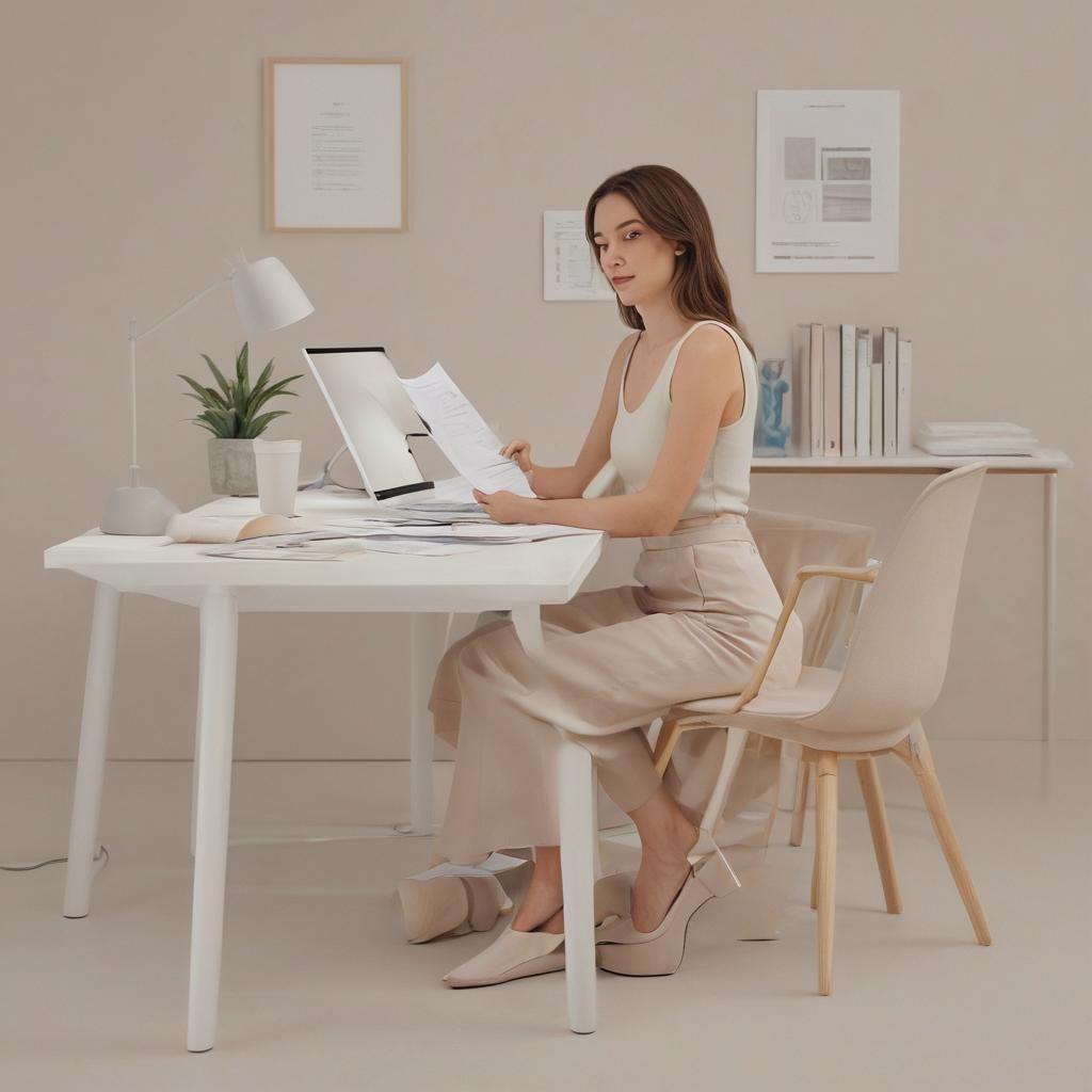 Minimalist Office Scene in Digital Art