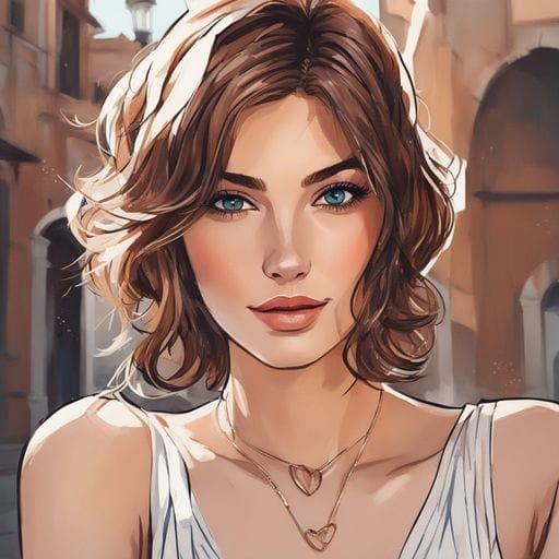 Hazel-Haired Girl's Portrait in Splash Art Style