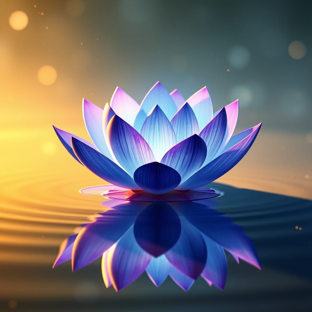 Surreal Blue Lotus Blooms Under Starry Moonlight in Ethereal...
