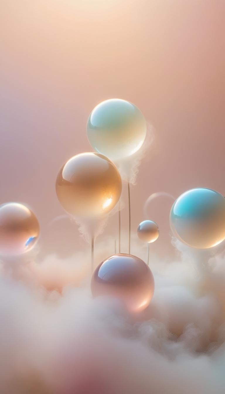 Ethereal Orbs in Pastel Void: Surreal Macro Photography
