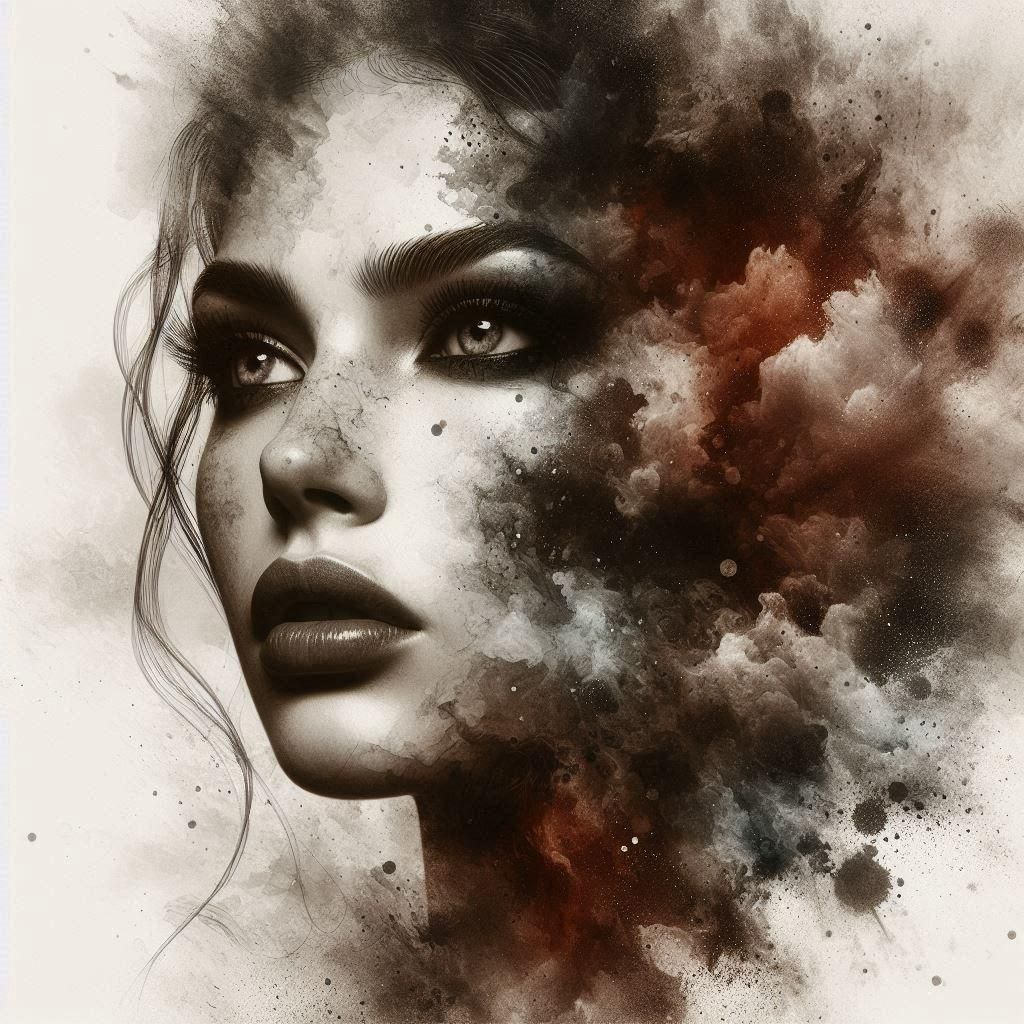 Painting and Charcoal Drawing Fusion