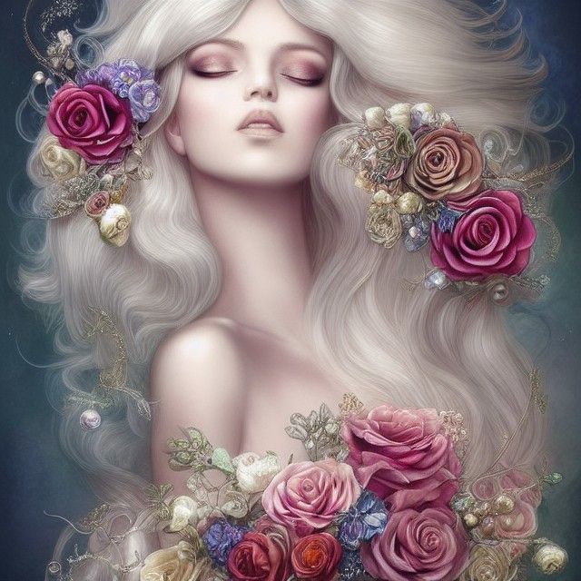 Graceful Bride with Pearls and Roses