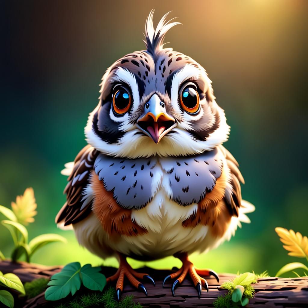 Cartoon Quail Concept Art in Unnatural Colors