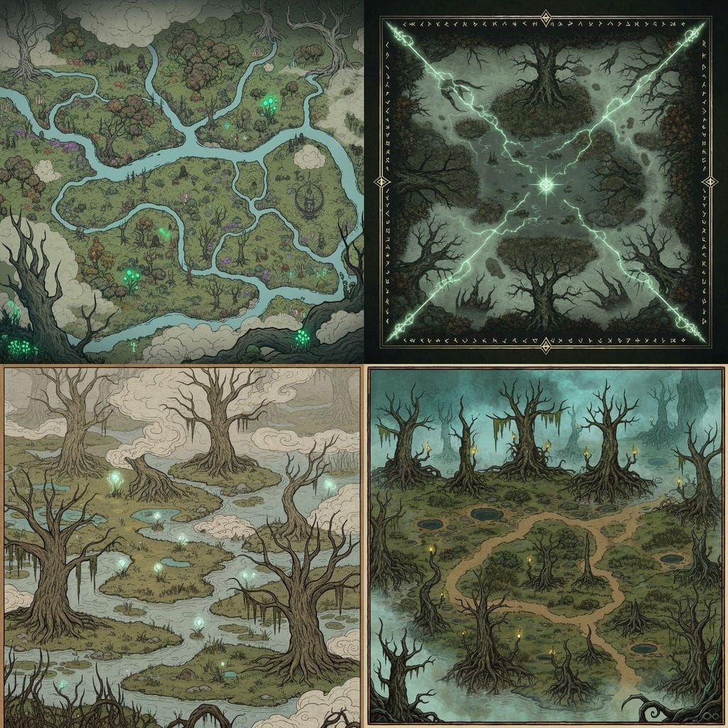 Dungeons and Dragons Map of a Ghastly Swamp